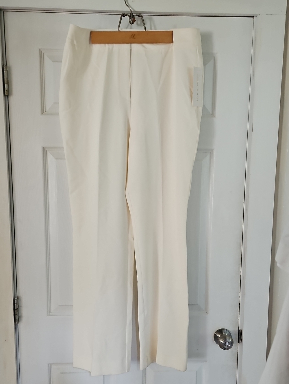 cooper & ella Cream Straight-Leg Dress Pants